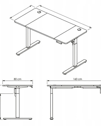 Spacetronik reguluojamas elektrinis stalas 160x80cm, 80kg, LED skydelis, juodas