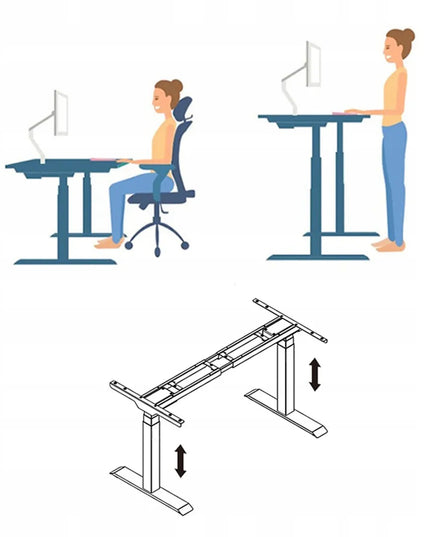 Spacetronik reguluojamas elektrinis stalo rėmas 125 kg, 2 varikliai, juodas