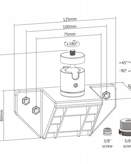 Spacetronik SPA-012 pasukamas monitoriaus laikiklis su 1/4, 3/8, 5/8 sriegiu VESA adapteris