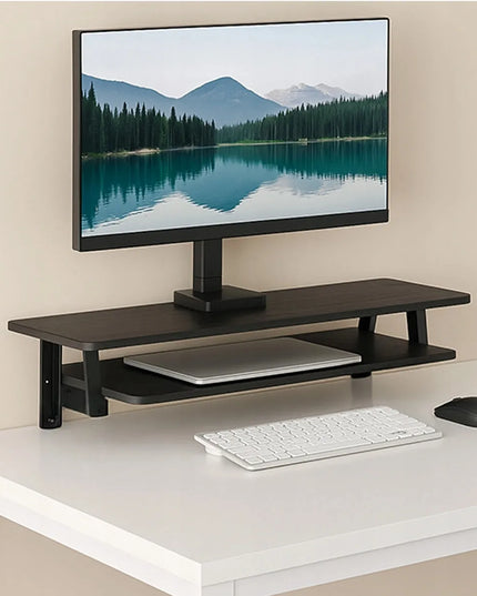 Spacetronik stalo priespauda su 2 lentynomis, monitoriaus stovas, 30 kg, juoda