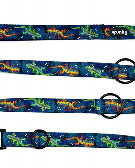 Spalvingas reguliuojamas pavadėlis šunims 4 Funky Wild Gecko 1,6 cm / 300 cm – S/M