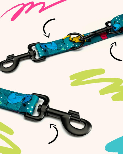 Spalvotas reguliuojamas pavadėlis šunims 4 Funky Pawty Vibes 1,6 cm / 300 cm – S/M