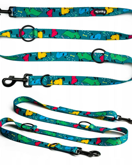 Spalvotas reguliuojamas pavadėlis šunims 4 Funky Pawty Vibes 1,6 cm / 300 cm – S/M