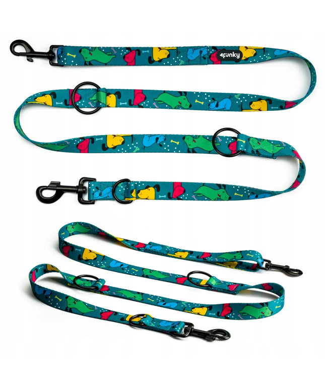 Spalvotas reguliuojamas pavadėlis šunims 4 Funky Pawty Vibes 1,6 cm / 300 cm – S/M