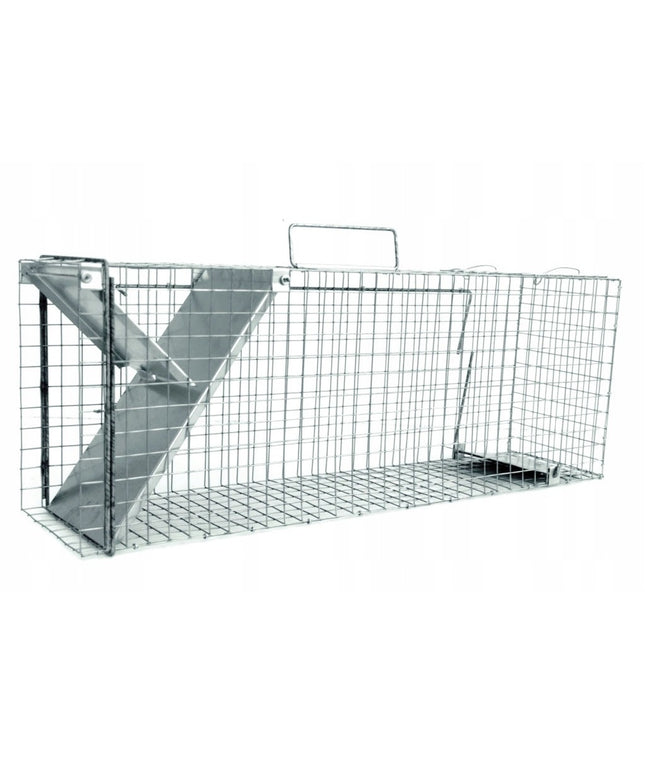 Spąstai kiaunėms, žiurkėms, šeškams, audinėms – profesionali gyvagaudė gaudyklė 50x17x20 cm su masalais ir priedais