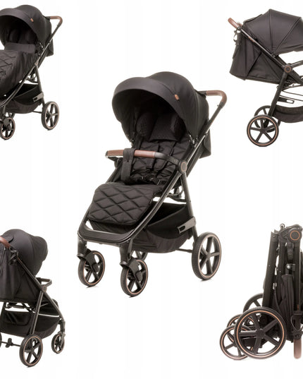 Sportinis vežimėlis 4Baby Stinger PRO, geliniai ratai, aliuminio rėmas, iki 22 kg, juodas