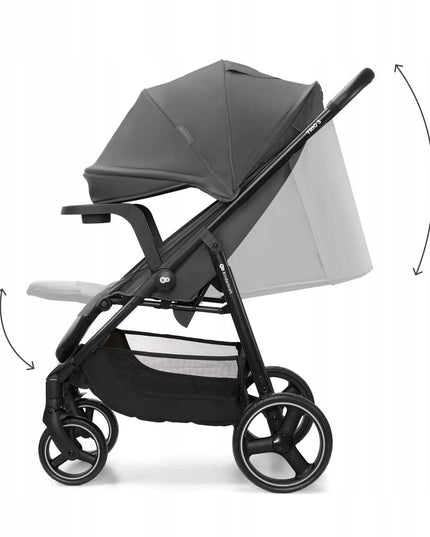 Sportinis vežimėlis Kinderkraft TRIG 3 su padėklu, iki 22 kg, pilkas