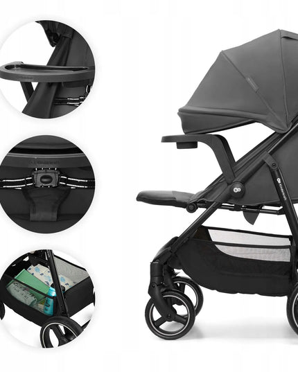 Sportinis vežimėlis Kinderkraft TRIG 3 su padėklu, iki 22 kg, pilkas