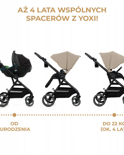 Sportinis vežimėlis Kinderkraft YOXI 22kg lengvas ir manevringas, smėlio spalvos