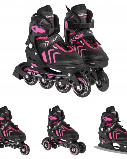 SporTrike 4-in-1 riedučių ir pačiūžų rinkinys, dydis 29-33, rožinė