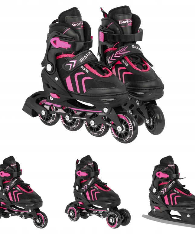 SporTrike 4-in-1 riedučių ir pačiūžų rinkinys, dydis 29-33, rožinė