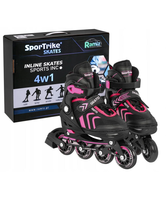 SporTrike 4-in-1 riedučių ir pačiūžų rinkinys, dydis 29-33, rožinė
