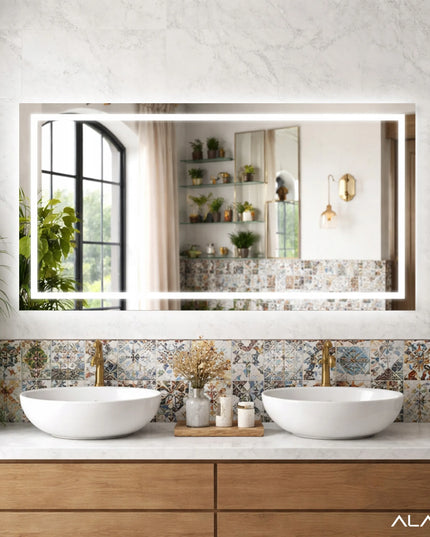 Stačiakampis LED veidrodis 140x80 cm voniai, svetainei ir prieškambariui