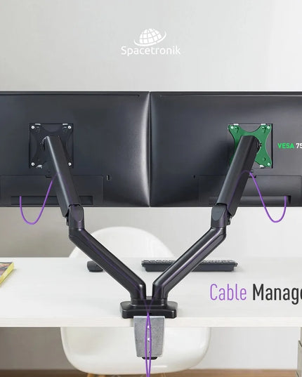 Stalinis dviejų monitorių laikiklis Spacetronik SPAG120, reguliuojamas, 17-32"