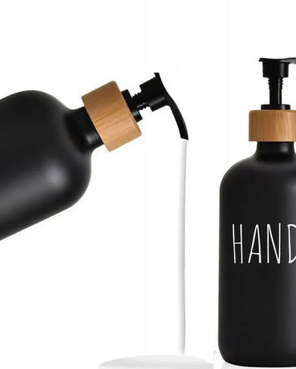 Stalinis rankinis skysto muilo dozatorius 400 ml, smėlio/juodos spalvos