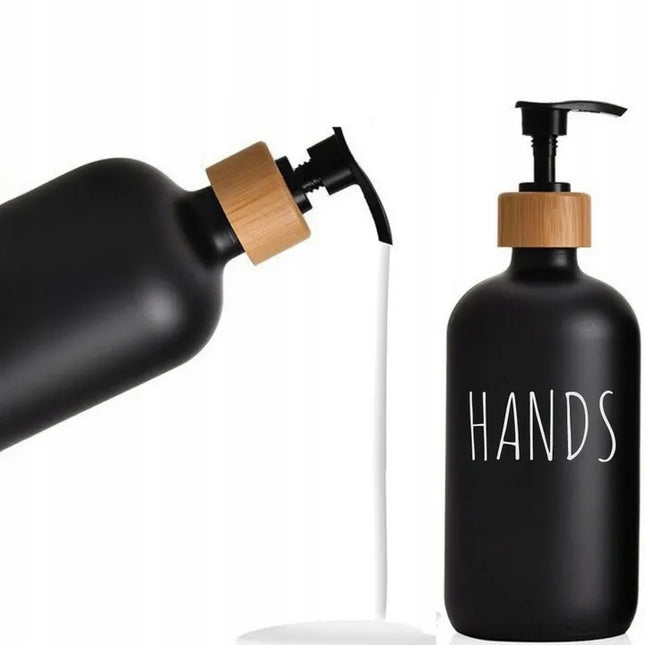 Stalinis rankinis skysto muilo dozatorius 400 ml, smėlio/juodos spalvos