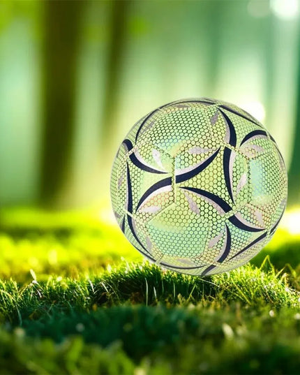 Stebuklingas atspindintis futbolo kamuolys fluorescencinis šviečiantis