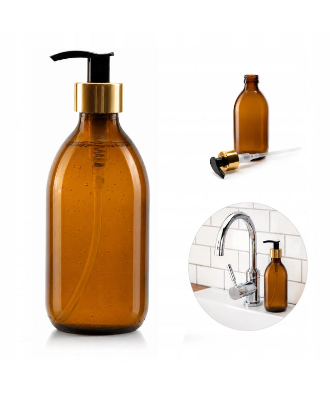 Stiklinis buteliukas su dozatoriumi muilui, skysčiui, 300 ml
