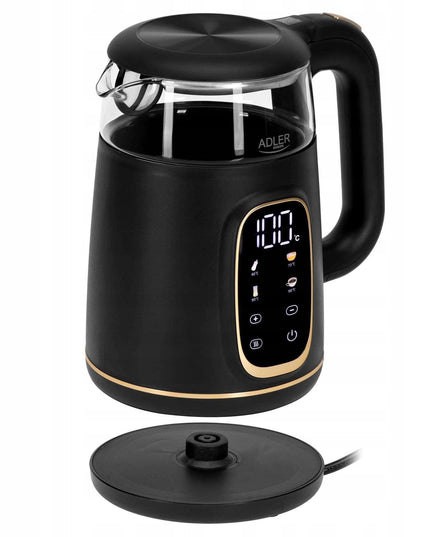 Stiklinis elektrinis virdulys Adler su temperatūros reguliavimu 1,7L, jutiklinis skydelis