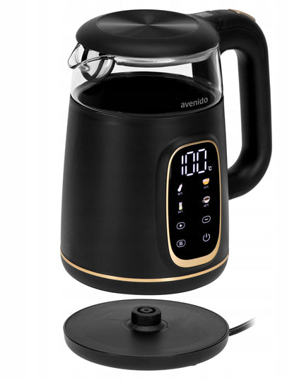 Stiklinis elektrinis virdulys avenido su temperatūros reguliavimu, 1,7 l, jutiklinis skydelis