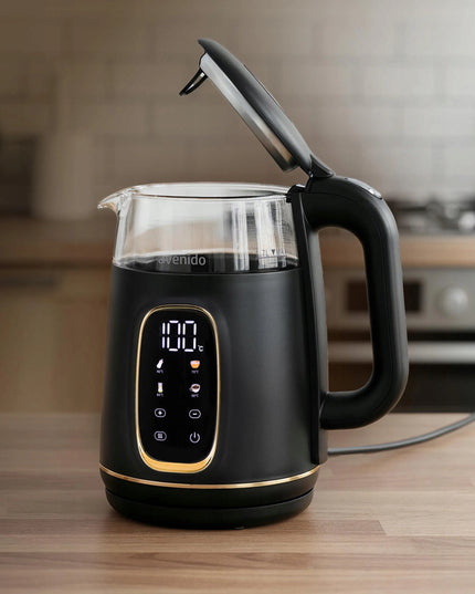 Stiklinis elektrinis virdulys avenido su temperatūros reguliavimu, 1,7 l, jutiklinis skydelis