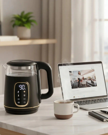 Stiklinis elektrinis virdulys avenido su temperatūros reguliavimu, 1,7 l, jutiklinis skydelis