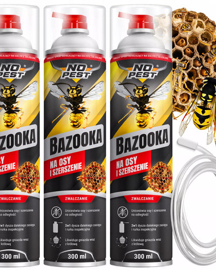 Stiprus purškalas preparatas nuo vapsvų ir širšių lizdų BAZOOKA 300 ml