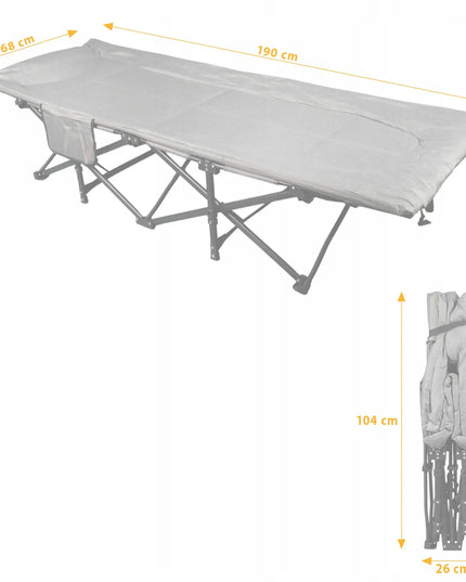 Sulankstoma turistinė lova Goliat 190x68 cm, patogi kempingo gultas-lova