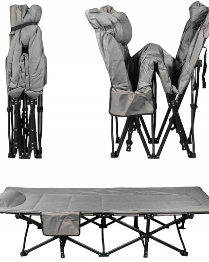 Sulankstoma turistinė lova Goliat 190x68 cm, patogi kempingo gultas-lova