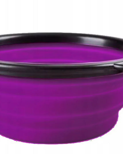 Sulankstomas kelioninis silikoninis dubenėlis šunims ir katėms DKM 350ml, violetinis