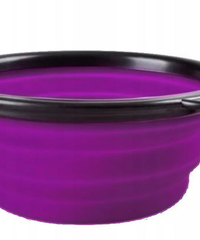 Sulankstomas kelioninis silikoninis dubenėlis šunims ir katėms DKM 350ml, violetinis
