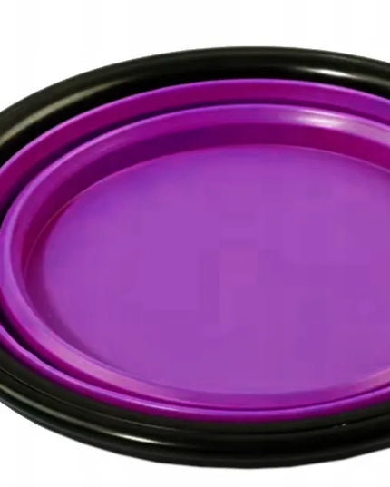 Sulankstomas kelioninis silikoninis dubenėlis šunims ir katėms DKM 350ml, violetinis