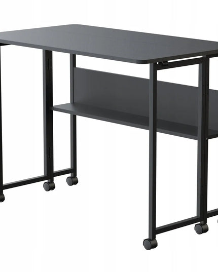 Sulankstomas mobilus stalas 80x58 „Spacetronik“, juodas, su ratukais
