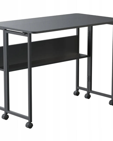 Sulankstomas mobilus stalas 80x58 „Spacetronik“, juodas, su ratukais