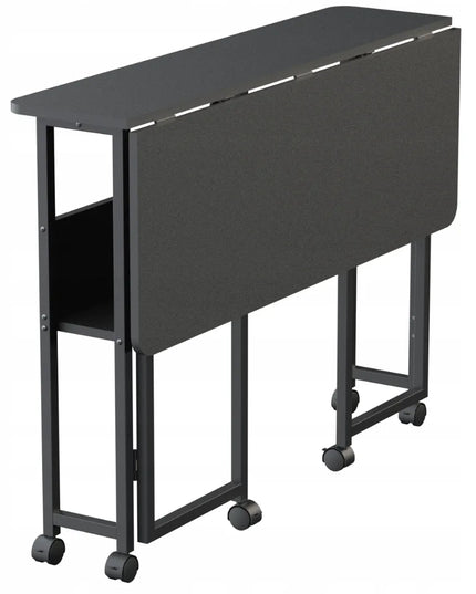 Sulankstomas mobilus stalas 80x58 „Spacetronik“, juodas, su ratukais
