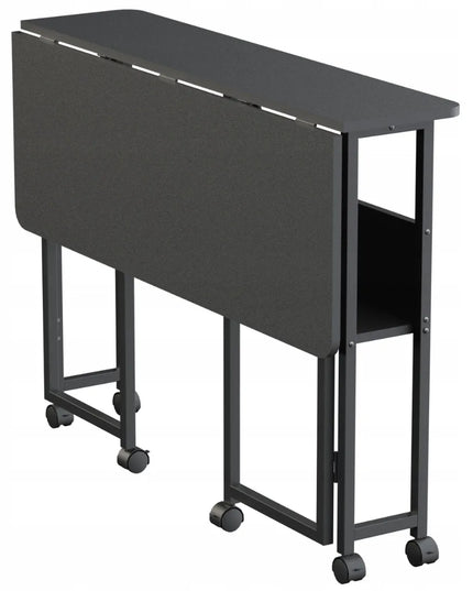 Sulankstomas mobilus stalas 80x58 „Spacetronik“, juodas, su ratukais