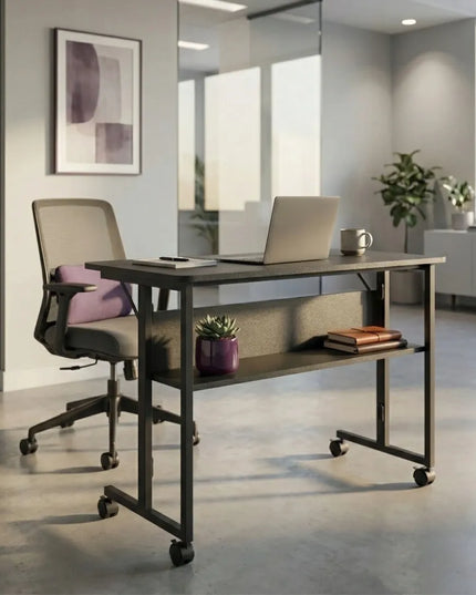Sulankstomas mobilus stalas 80x58 „Spacetronik“, juodas, su ratukais