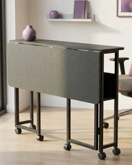 Sulankstomas mobilus stalas 80x58 „Spacetronik“, juodas, su ratukais