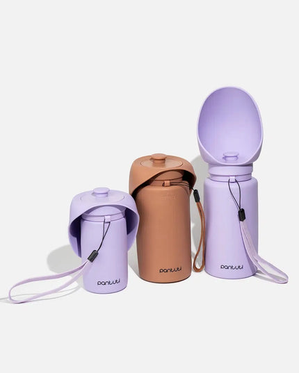 Sulankstomas silikoninis šunų vandens butelis-dozatorius PANTUTI MONTE, 750ml, mėlynas/geltonas