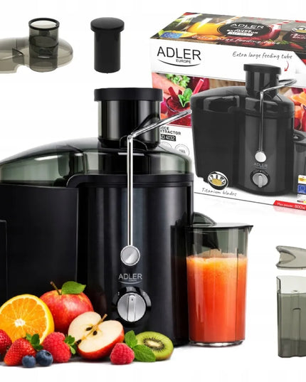 Sulčiaspaudė vaisiams ir daržovėms Adler AD 4132, titano ašmenys, 800 W, juoda
