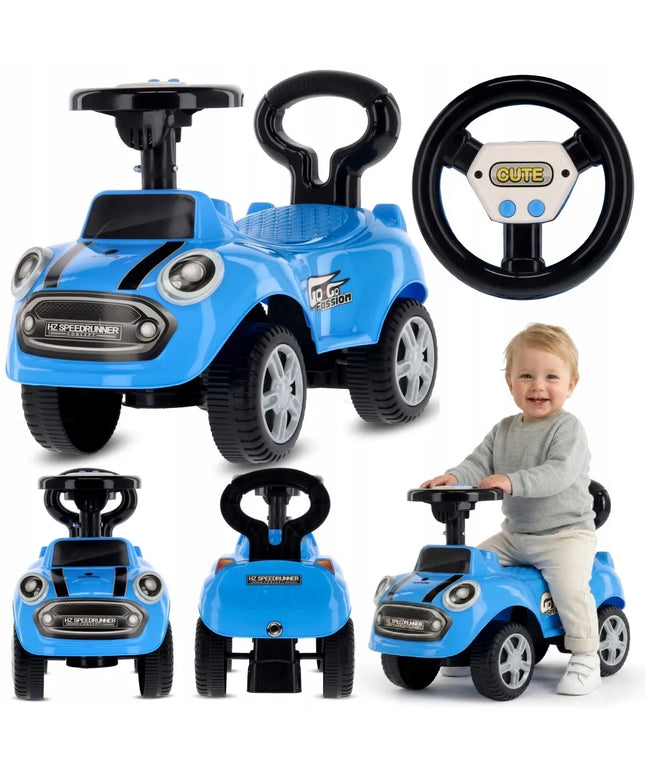 Sun Baby pasyvinis automobilis berniukams GO GO su atlošu ir garsais, mėlynas