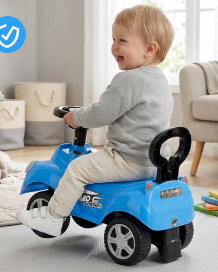 Sun Baby pasyvinis automobilis berniukams GO GO su atlošu ir garsais, mėlynas