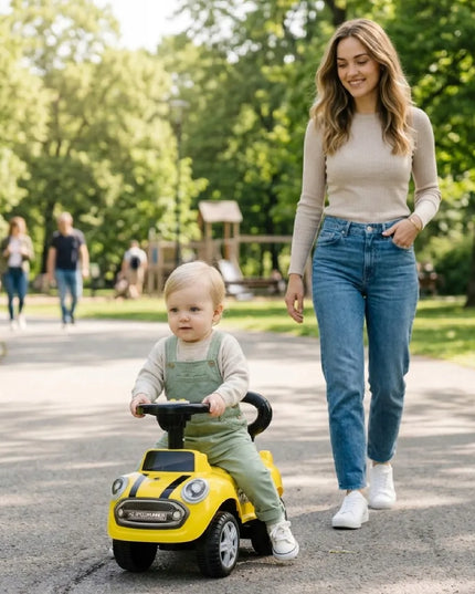 Sun Baby pasyvinis automobilis-stumdytukas GO GO, geltonas
