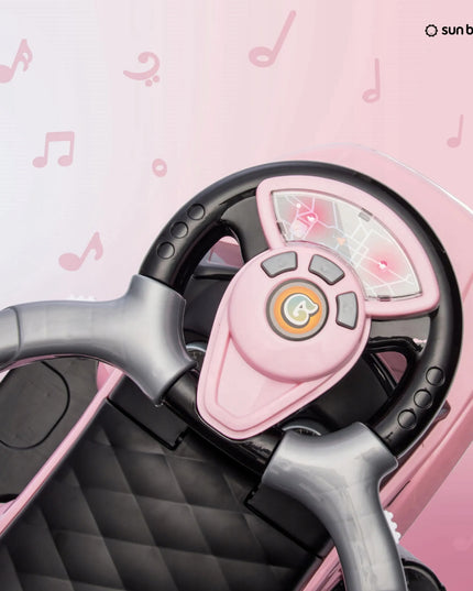 Sun Baby vaikiškas paspirtukas-stumiukas su rankena ir apsauginiu lankeliu Sport car, rožinis