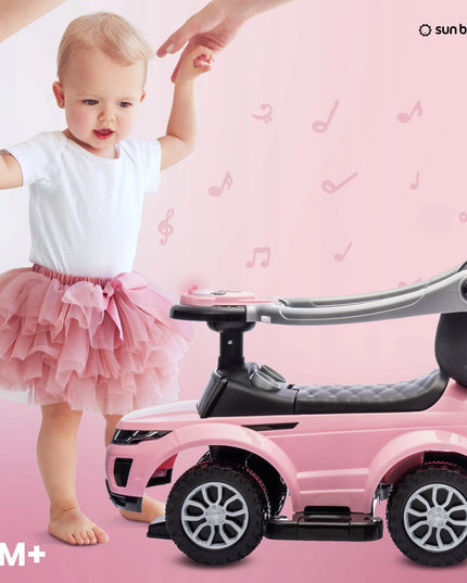 Sun Baby vaikiškas paspirtukas-stumiukas su rankena ir apsauginiu lankeliu Sport car, rožinis