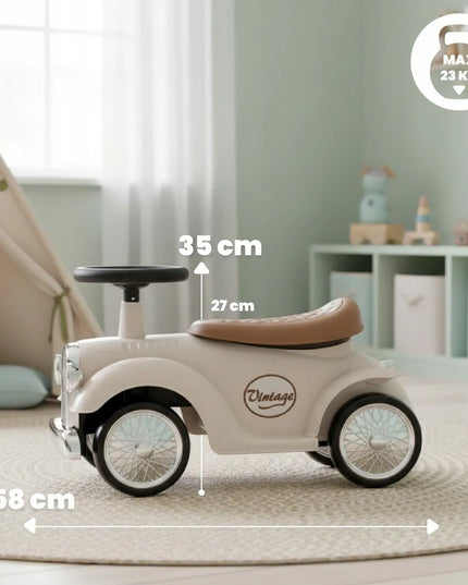 Sun Baby vintažinis lenktyninis paspiriamas automobilis-vaikštynė, ekru