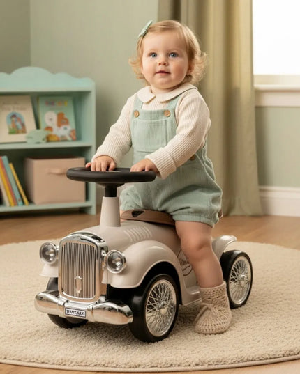 Sun Baby vintažinis lenktyninis paspiriamas automobilis-vaikštynė, ekru