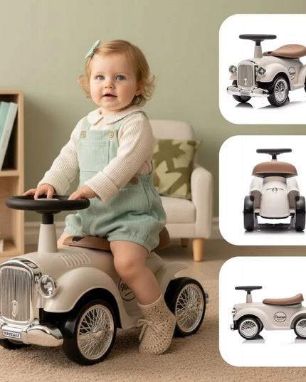 Sun Baby vintažinis lenktyninis paspiriamas automobilis-vaikštynė, ekru