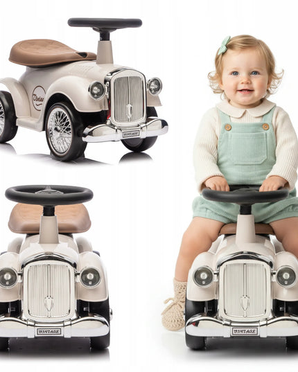 Sun Baby vintažinis lenktyninis paspiriamas automobilis-vaikštynė, ekru