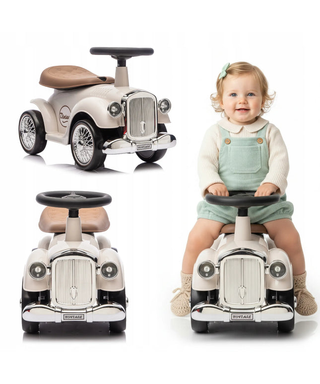 Sun Baby vintažinis lenktyninis paspiriamas automobilis-vaikštynė, ekru
